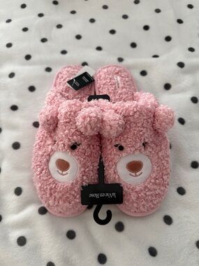 Pink Teddy Bear Slippers